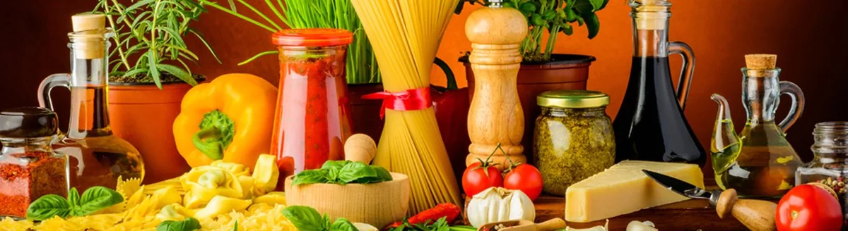 Italian ingredients in the kitchen